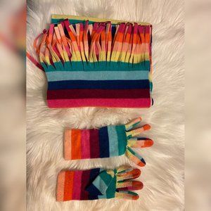 Rainbow scarf and gloves set
